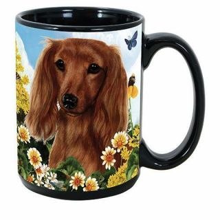 Dachshund (long Haired Red) - Garden Party Ceramic Coffee Mug
