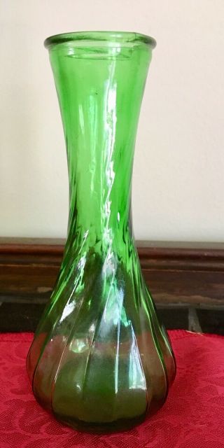 Vintage Green Hoosier Glass Bud Vase 6”