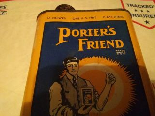 Porter ' s Friend Polishing 1 Pint Empty Can Metal Cap Cleveland Ohio USA 2