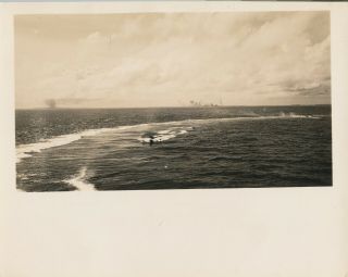 Wwii 1944 Uss Mexico Official Navy Photo Airplane Recovery Kwajalein