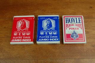 Vintage Playing Cards 2 Stud Jumbo Index Linen Finish,  1 Hoyle Poker Plastic