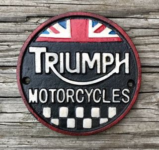Triumph Motorcycles Vintage Cast Iron Circular Sign