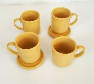 Longaberger Pottery 4 Woven Traditions Butternut Coffee Mugs Cups And 2 Coasters