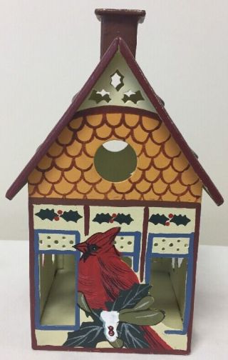 Lenox For The Holidays Winter Greetings Toleware Cardinal Birdhouse Votive