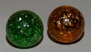 Vintage Marbles Faceted Pontil Micas 11/16 " And A Tad Under