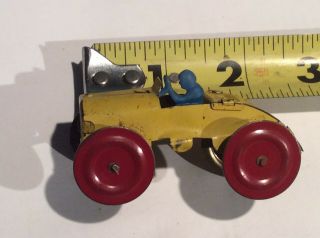 Early Tin Penny Toy Race Car 2.  75 Inches Yellow