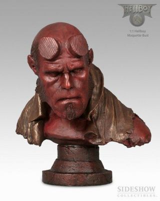 Hellboy Faux Bronze Life Sized Bust Statue Sideshow Low 1 Universal