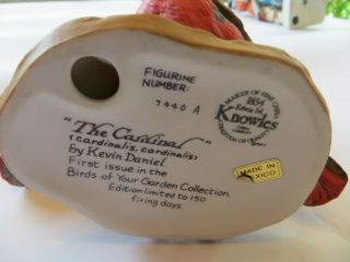 Knowles Limited Edition Kevin Daniel Porcelain Bisque Bird Figurine The Cardinal 3