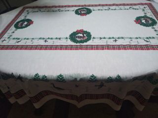 Vintage Christmas Goose Table Cloth Rectangle 82 " X124 "