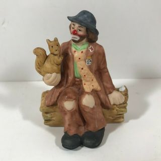 Emmett Kelly Flambro Clown Hobo With Squirrel Figurine
