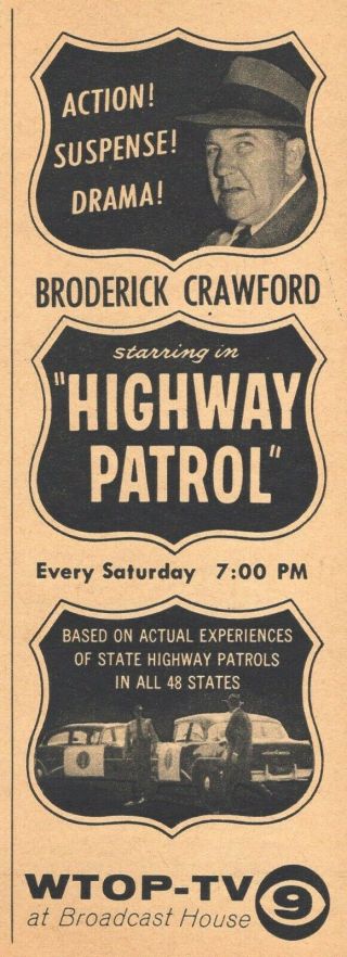 1959 Wtop Tv Ad Highway Patrol Broderick Crawford