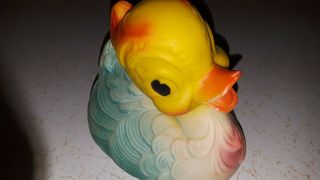 CUTE VINTAGE RUBBER DUCKY SQUEAKY SQUEEZE TOY BATH DUCK SUN RUBBER CO.  1956 2