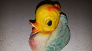 CUTE VINTAGE RUBBER DUCKY SQUEAKY SQUEEZE TOY BATH DUCK SUN RUBBER CO.  1956 3