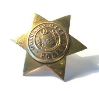 Vintage Chicago City Police Brass Mini Badge Lapel Pin Obsolete
