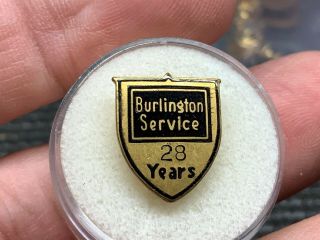Burlington Railroad 10k Gold (acid Test) 28 Years Of Service Award Pin.  Awesome.