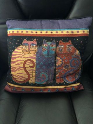 Laurel Burch Three Cats Tapestry Pillow 18 X 18