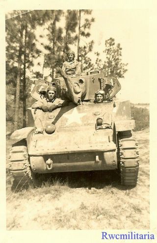 Port.  Photo: Best Us Tank Crew Posed W/ Their M5 Stuart Light Tank In Woods