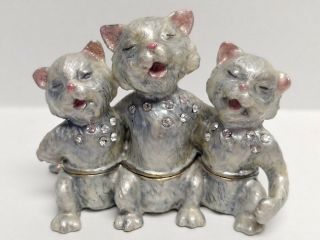 Three Singing Cats Bejeweled Trinket Box