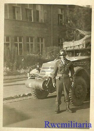 Sweet Pic (w/ Cool Dedication) On Us Soldier On Street By M3 Armored Halftrack