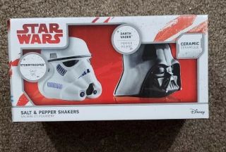 Star Wars Ceramic Salt Pepper Shakers Stormtrooper Darth Vader Disney White (r)