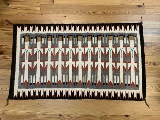 Vintage Native American Najavo Yei Figures Rug Blanket Hand Woven 54” X 31”