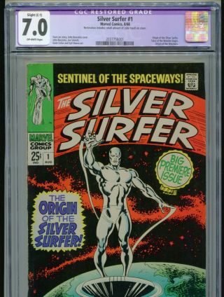 1968 Marvel Silver Surfer 1 1st Solo Series Origin Cgc 7.  0 Slight Color Touch