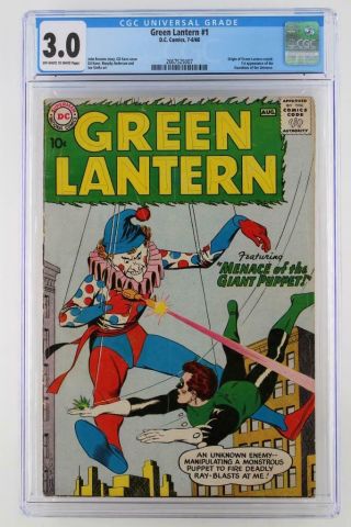Green Lantern 1 - Cgc 3.  0 Gd/vg - Dc 1960 - Origin Gl - 1st App The Guardians