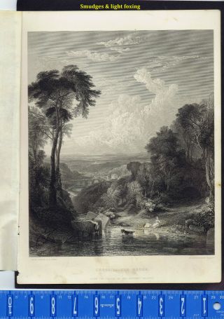 Women & Dog Crossing The Brook By J.  M.  W.  Turner - 1862 Wood Engraved Print
