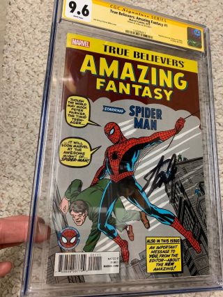 Fantasy 15 True Believers Cgc 1 Reprint Ss Spider - Man Signed By Stan Lee