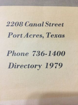 Calvary Baptist Church Port Acres Texas Directory 1979 Port Arthur Texas 2