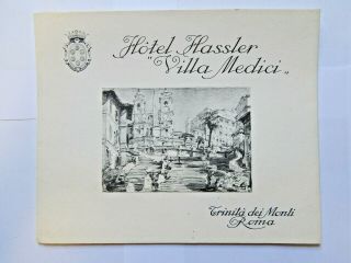 Hotel Hassler Villa Medici Illustrated Rome Panorama By Angelo Rossi (1948) 7x34