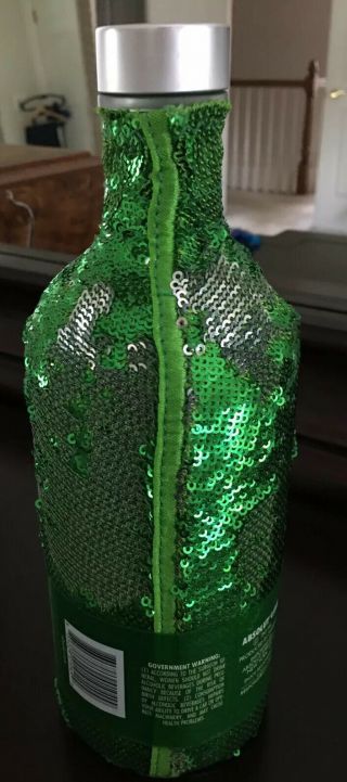 ABSOLUT VODKA Lime Green & Silver Sequin Bottle Cover 750ml 2018 Limited Edition 3