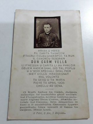 Malta - In Loving Memory Card - Dun Carm Vella 1908