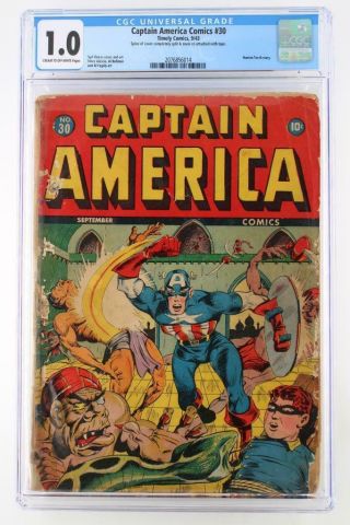 Captain America Comics 30 - Cgc 1.  0 Fr - Timely 1943 - Human Torch Story