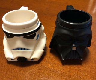 Star Wars Darth Vader & Storm Trooper Pair 2 Plastic Mug W/ Handle Applause 1997