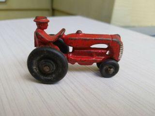 Vintage 1930s Red Cast Iron Toy Tractor Hubley Oliver