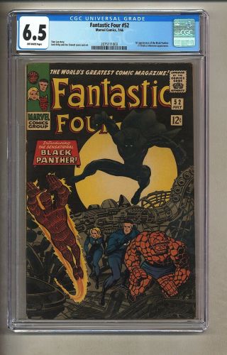 Fantastic Four 52 (cgc 6.  5) O/w Pages; 1st App.  Black Panther; Kirby (c 26725)