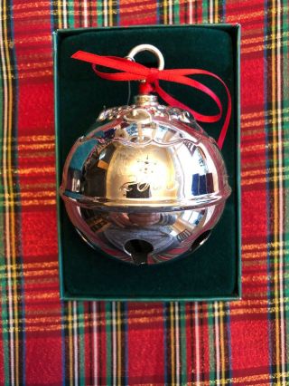 2005 Holly Silver Sleigh Bell Christmas Ornament - Fine Reed & Barton - Boxed