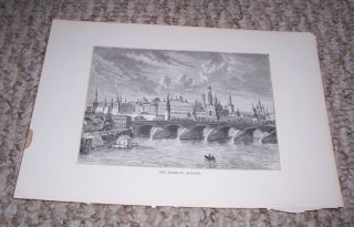 Early 1900s View Of The Kremlin Moscow Russia From Moskva River Houseboat Print