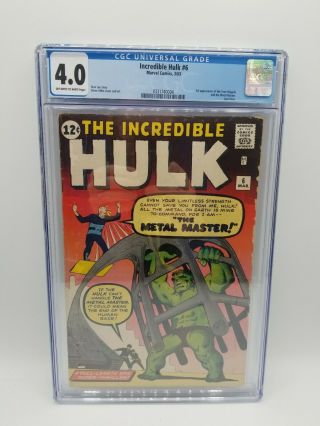 Incredible Hulk 6 Cgc 4.  0 1st Appearance Of The Teen Brigade Cgc 03/63