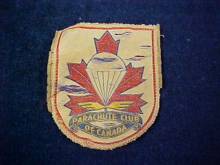 Orig Vintage Cloth Patch The Parachute Club Of Canada