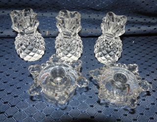 Lead Crystal Glass Taper Candle Holders 3 Pineapple 2 Snowflake
