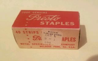 Vintage Presto Staples Box With Staples 2000.  69 Price Tag