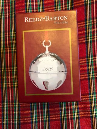 2009holly Silver Sleigh Bell Christmas Ornament - Fine Reed & Barton - Boxed