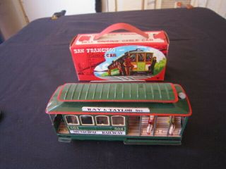 Vintage Tin Toy Litho Friction San Francisco Cable Car 504 Powell & Mason Sts