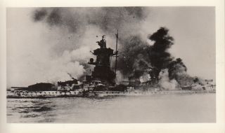 Wwii Photo German Kriegsmarine Pocket Battleship Graf Spee Burning 7