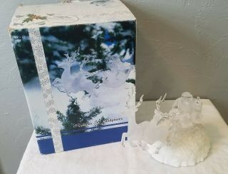 Heritage Holiday Ice Sculpture Light Up Santa With Sleigh