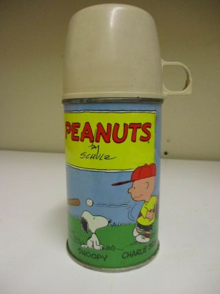 Vintage 1959 Schulz Peanuts Snoopy Charlie Brown Metal Thermos Complete
