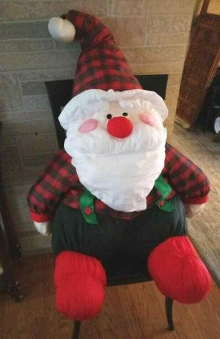 Huge Department 56 Nylon Puffalump Santa Plush Doll He Is 50 Inches With Hat