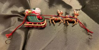Vintage 1986 Hallmark Santa And His Reindeer Christmas Ornament